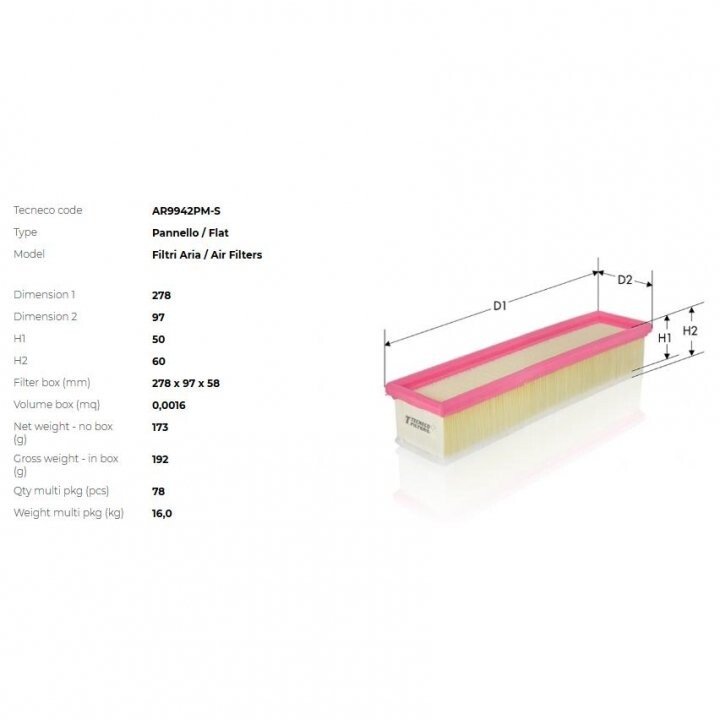 Фільтр повітряний (з фільтром дод. очищення) fiat grande punto 1.2, 1.4 10.05- Tecneco AR9942PMS (фото 1)
