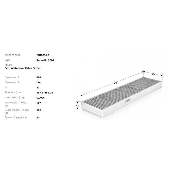 Фильтр салона угольный db a w169 9/04-,b w245 4/05- Tecneco CK10055C (фото 1)