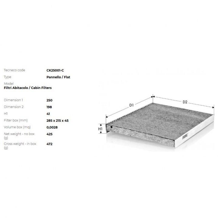 Фильтр салона (угольный) bmw 3 (f30/f31) 12-/1 118 (f20) 10- Tecneco CK25001C (фото 1)