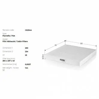 Фильтр салона citroen jumper 2.2/3.0 hdi 04/06- fiat ducato 2.2/3.0 jtd 04/06- peugeot boxer Tecneco CK2544