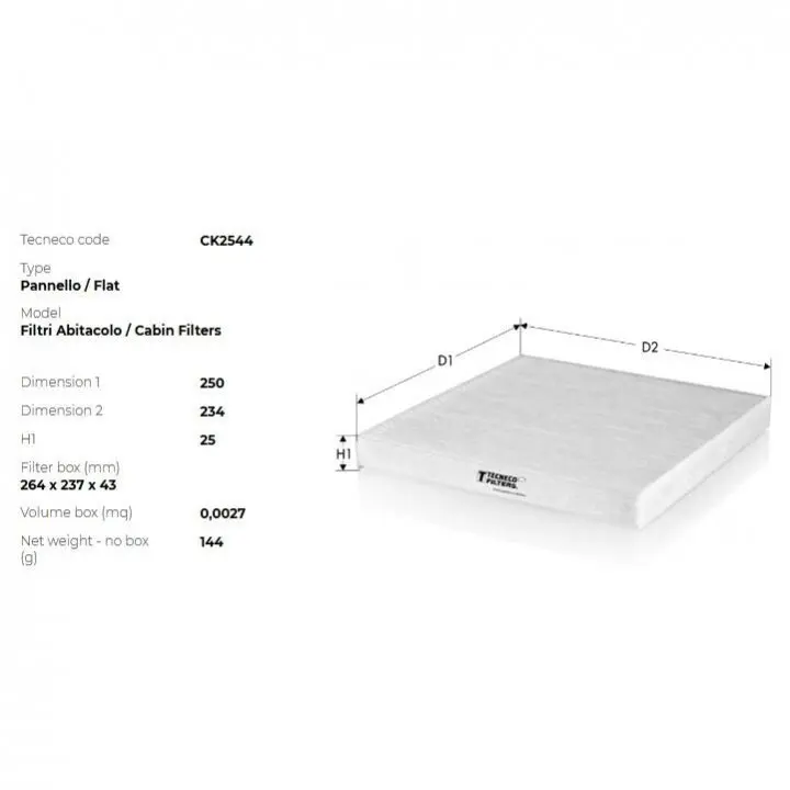 Фото 1 - Фильтр салона citroen jumper 2.2/3.0 hdi 04/06- fiat ducato 2.2/3.0 jtd 04/06- peugeot boxer Tecneco CK2544 Фильтр салона citroen jumper 2.2/3.0 hdi 04/06- fiat ducato 2.2/3.0 jtd 04/06- peugeot boxer Tecneco CK2544 (фото 1)