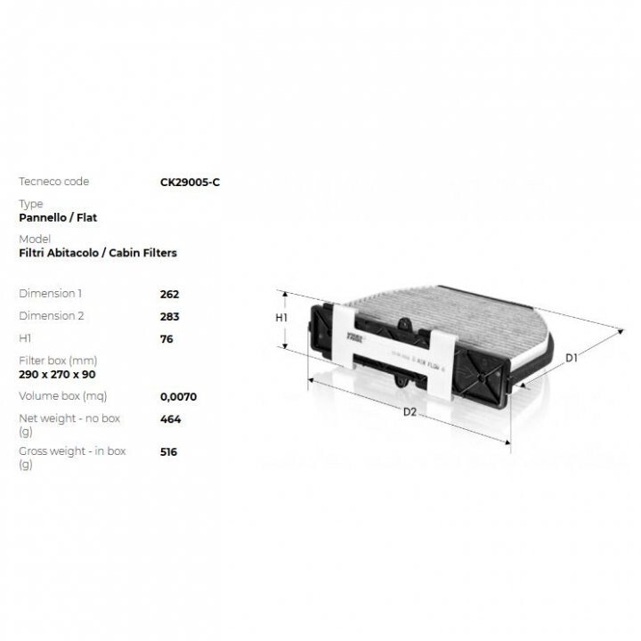 Фильтр угольн. салонный db c w204 03/07-, e w212 03/09-, glk x204 05/05- Tecneco CK29005C (фото 1)