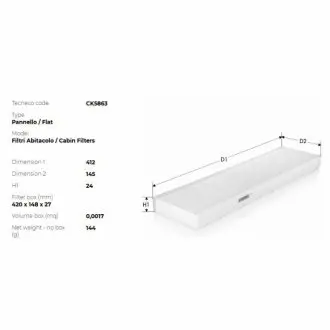 Фільтр салону opel vectra b 10/95> Tecneco CK5863