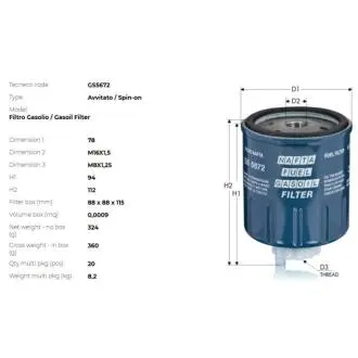 Фільтр паливний renault espace /r19/volvo s40/v40 1.9td Tecneco GS5672