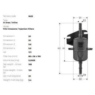 Топливный фильтр fiat palio 1.1i,1.4 spi,1.6i 7/97->,siena 1. Tecneco IN29