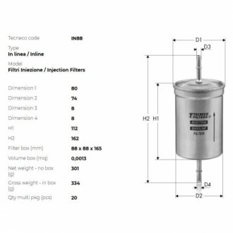 Фильтр топливный alfa romeo/bmw/citroen/fiat/lancia/peugeot/renault/vag Tecneco IN88