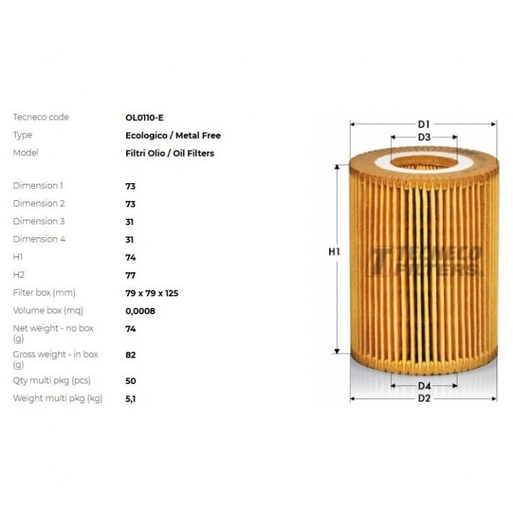 Фільтр масляний bmw 3(e46)/5(e39)/7(e38)/x5(e53) 3.0d 1999- Tecneco OL0110E (фото 1)