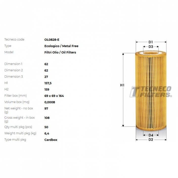 Фільтр масляний db w202 93-00 Tecneco OL0828E (фото 1)