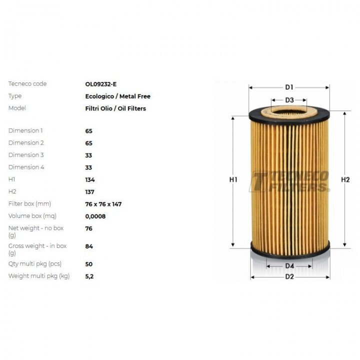 Фільтр олії db w210/211 e280/320 cdi 99->om613/648 Tecneco OL09232E (фото 1)