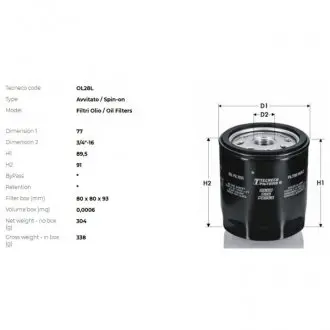 Фильтр масляный deutz fahr claas case Tecneco OL28L