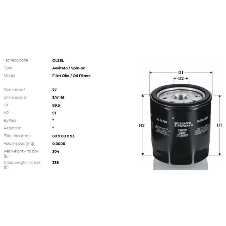 Фильтр масляный deutz fahr claas case Tecneco OL28L (фото 1)