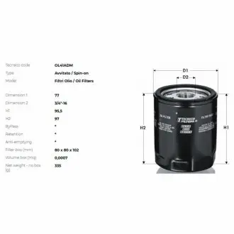 Фильтр масляный alfa romeo 155/164 fiat croma/tempra/tipo 0.9-2.0 04.72-08.96/chery qq 03- Tecneco OL41ADM