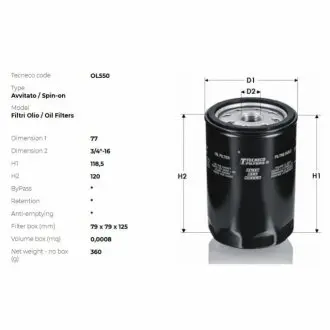 Фильтр масла chrysler voyager 2.5td opel frontera 2.5td Tecneco OL550