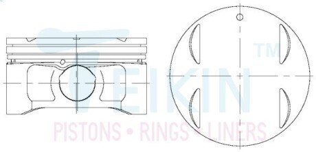 Поршень с пальцем (к-кт на двигатель) 87.6/4cyl/1.2-1.0-2.0(6b31) (m1110b629), TEIKIN 43297-100