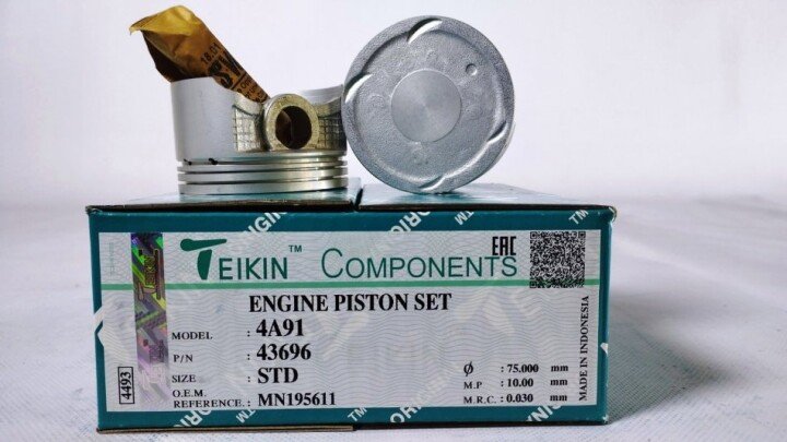 Поршень с пальцем (к-кт на двигатель) 4a91 std/75/1.2-0.8-2/18mm 4pc, TEIKIN 43696-STD (фото 1)