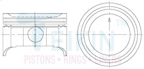 Поршень з пальцем (к-кт на двигун) 88/6cyl/1.2-1.5-2.8(h27) (12100-52812), TEIKIN 45137-STD