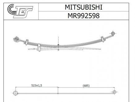 Ресора задня mitsubishi l200 2.5 di-d 05-15 (к-кт 6 листів) (70/515/685), 2/7+2/6+2/13мм. TES MR9925980019 Z/T