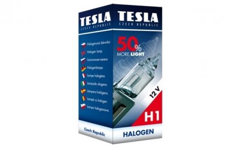 Автолампа більше light +50% h1 p14,5s 55 w прозора TESLA B30101 (фото 1)
