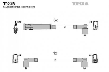 Комплект проводів запалювання TESLA T023B (фото 1)