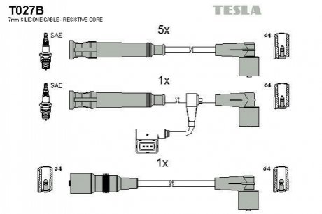 Комплект проводів запалювання TESLA T027B