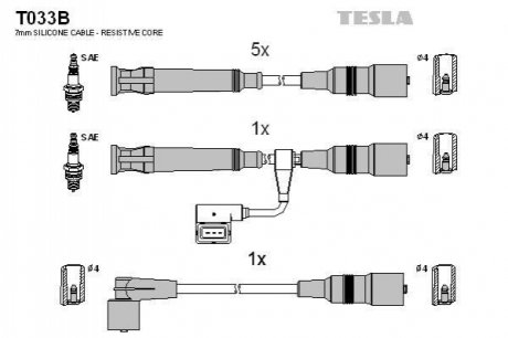 Комплект проводів запалювання TESLA T033B