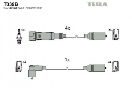 Комплект проводів запалювання TESLA T039B