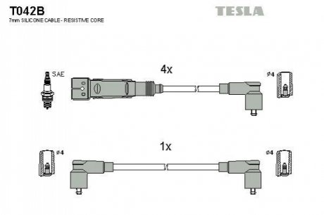 Комплект проводів запалювання TESLA T042B (фото 1)