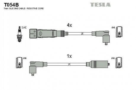 Комплект проводів запалювання TESLA T054B