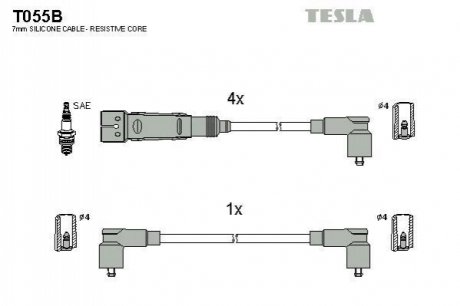 Комплект проводів запалювання TESLA T055B