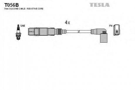 Комплект проводів запалювання TESLA T056B