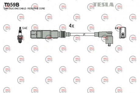 Комплект проводів запалювання TESLA T059B