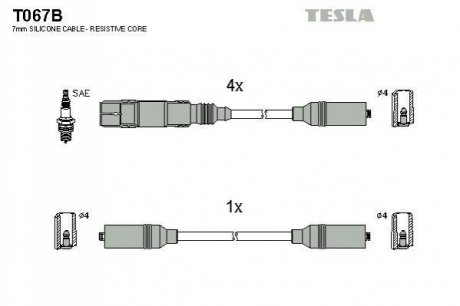 Комплект проводів запалювання TESLA T067B