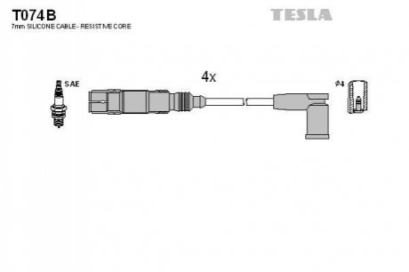 Комплект проводів запалювання TESLA T074B