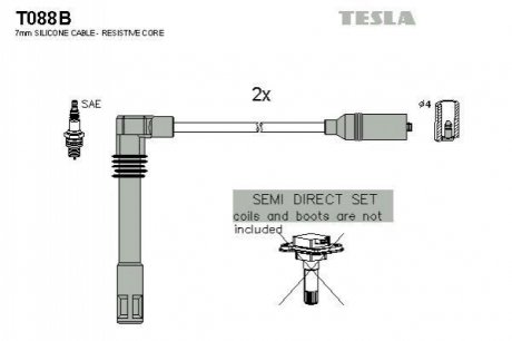 Комплект проводів запалювання TESLA T088B (фото 1)