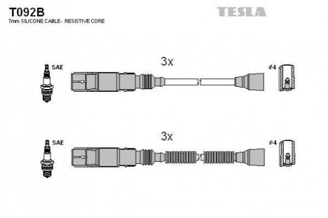 Комплект проводів запалювання TESLA T092B (фото 1)