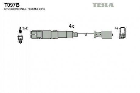 Комплект проводів запалювання TESLA T097B