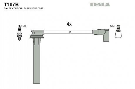 Комплект проводів запалювання TESLA T107B