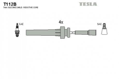 Комплект проводів запалювання TESLA T112B (фото 1)