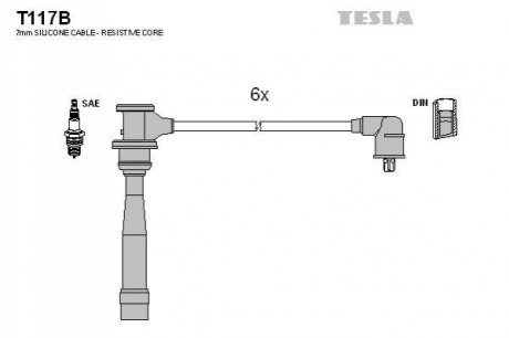 Комплект проводів запалювання TESLA T117B