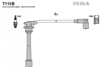 Комплект проводів запалювання TESLA T118B