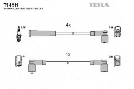 Комплект проводов зажигания TESLA T145H (фото 1)