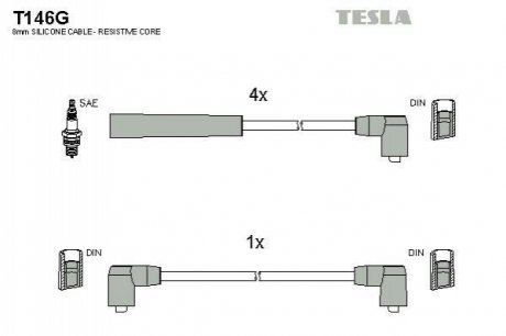 Комплект проводів запалювання TESLA T146G
