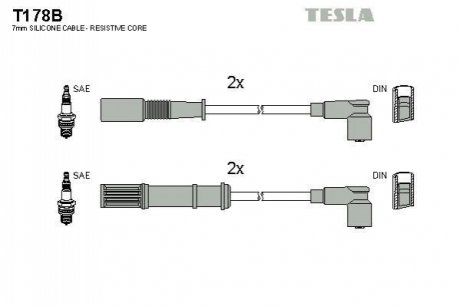 Комплект проводов зажигания TESLA T178B