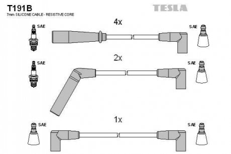 Комплект проводів запалювання TESLA T191B