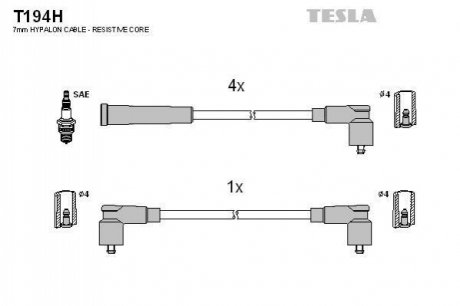 Комплект проводів запалювання TESLA T194H