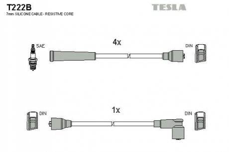 Комплект проводів запалювання TESLA T222B
