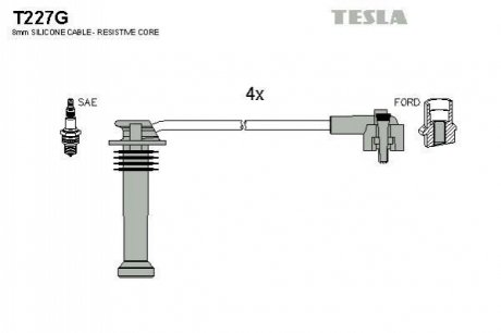 Комплект проводів запалювання TESLA T227G