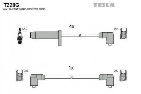 Комплект проводів запалювання TESLA T228G