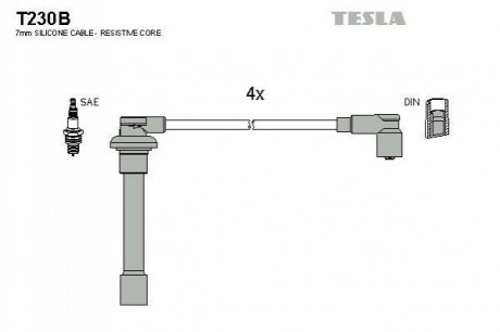Комплект проводів запалювання TESLA T230B