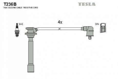 Комплект проводів запалювання TESLA T236B